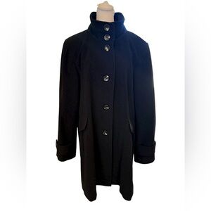 Woman’s Worthington black lined wool blend tunnel single breasted pea coat XL